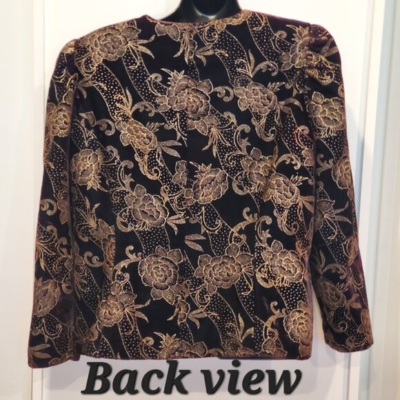 MORGAN TAYLOR EVENING Black & Gold Long Sleeve Jacket, 16W - Picture 5 of 9